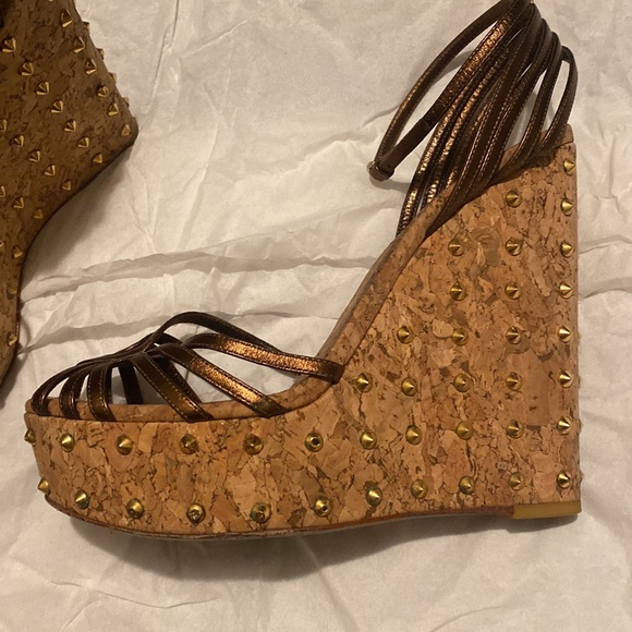 Size 40 Nappa Silk light bronze studded platform sandals - Picture 3 of 7